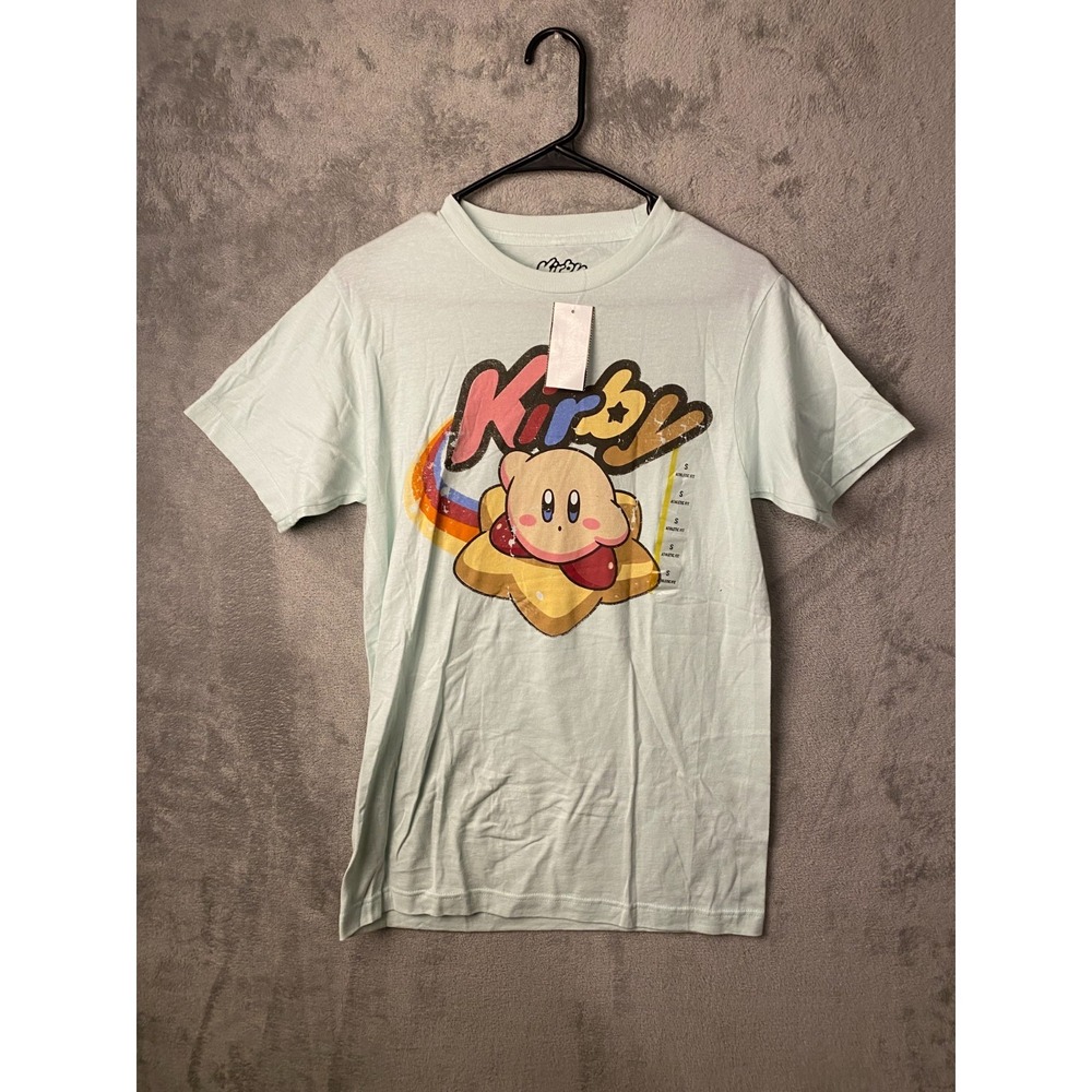 Kirby Nintendo Graphic T-Shirt Size Small Blue Glass Ground Short Sleeve Tee